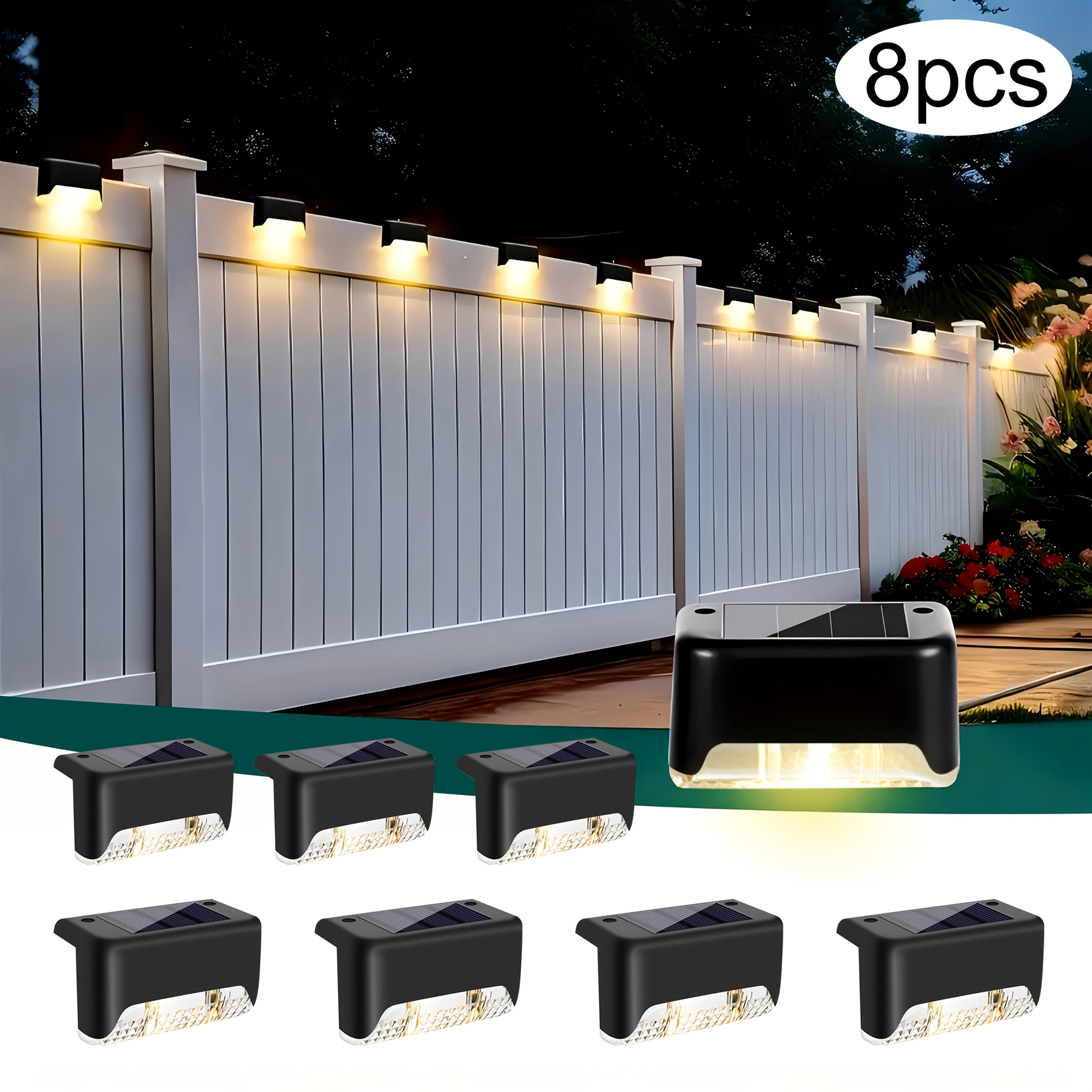 Solar Step Lights Outdoor – IP44 Waterproof LED Deck & Stair Lights, 8/16/32-Pack Warm White Solar Fence Lights for Yard, Patio & Pathway | Garden Decor for Halloween & Christmas