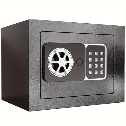 Mini Safe Box 3-in-1 Unlock (Electronic Password, Key & Passcode) – 0.23 Cu.Ft Compact Home Security Safe for Bedroom, Office & Bedside, Stores Cash, Jewellery & Passport