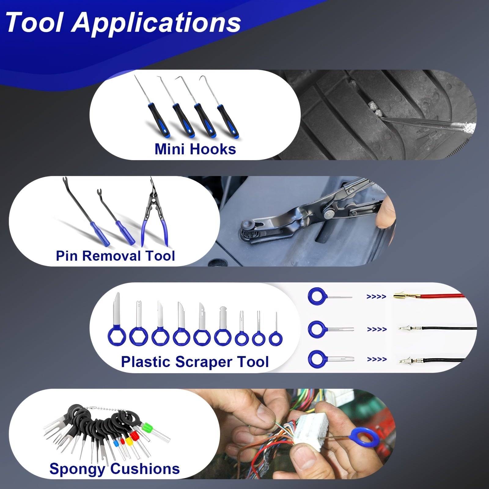 [Auto Clamp Pry Kit] 238pcs Trim Removal Tool, Fastener Remover Plastic Pry Tool Kit, Adhesive Cable Clips Auto Push Pin Bumper Retainer Clip Set with Storage Bag for Panel, Radio, Stereo, Audio, Dash, Window