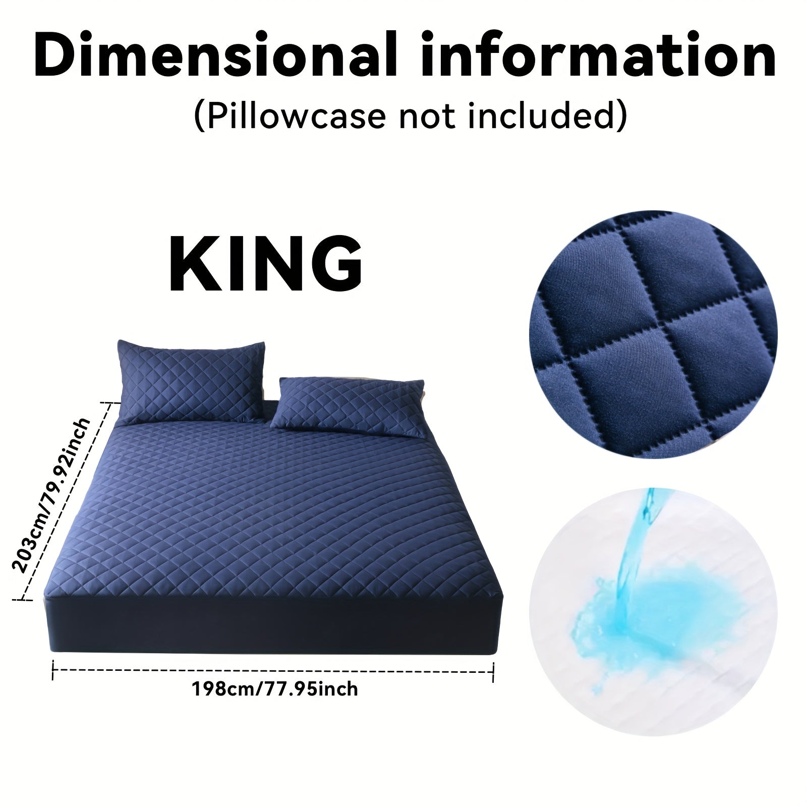 Thickened Waterproof Mattress Protector Soft Comfortable Fitted Bed Cover, Layered Insert Mattress Pad for Bedroom Guest Room Hotel, Twin Full Queen King Size, Blue Green Grey Black