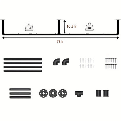 72 Inch Metal Plant Hanging Rod with 3 Hooks - Wall Mount Indoor Hanging Plant Holder Bar for Window, Ceiling, Kitchen, Balcony & Living Room Garden Decor, Black