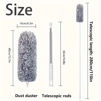 Extendable Microfiber Duster with Bendable Head – Washable & Reusable Dusting Brush for High Ceilings, Ceiling Fans, Furniture & Cars, Adjustable Cleaning Tool for Home