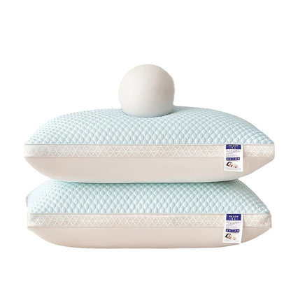 Fiber Filling Cooling Bed Pillows 2-Pack with Satin Zipper Cover – Breathable Moisture-Wicking Neck Support Sleep Pillow, Medium Firmness, All-Season Home Bedding