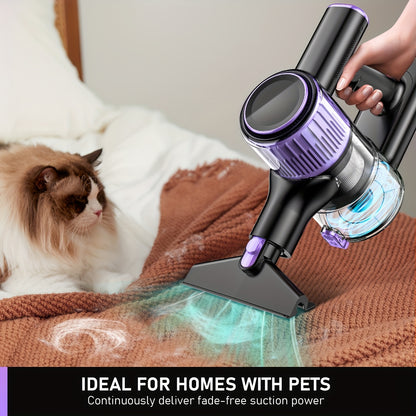 10-in-1 Cordless Stick Vacuum Cleaner with Green Light Detection, Anti-Tangle Brush, 45-Min Runtime, 3 Suction Modes – Lightweight Rechargeable Vacuum for Hardwood Floor, Carpet & Pet Hair