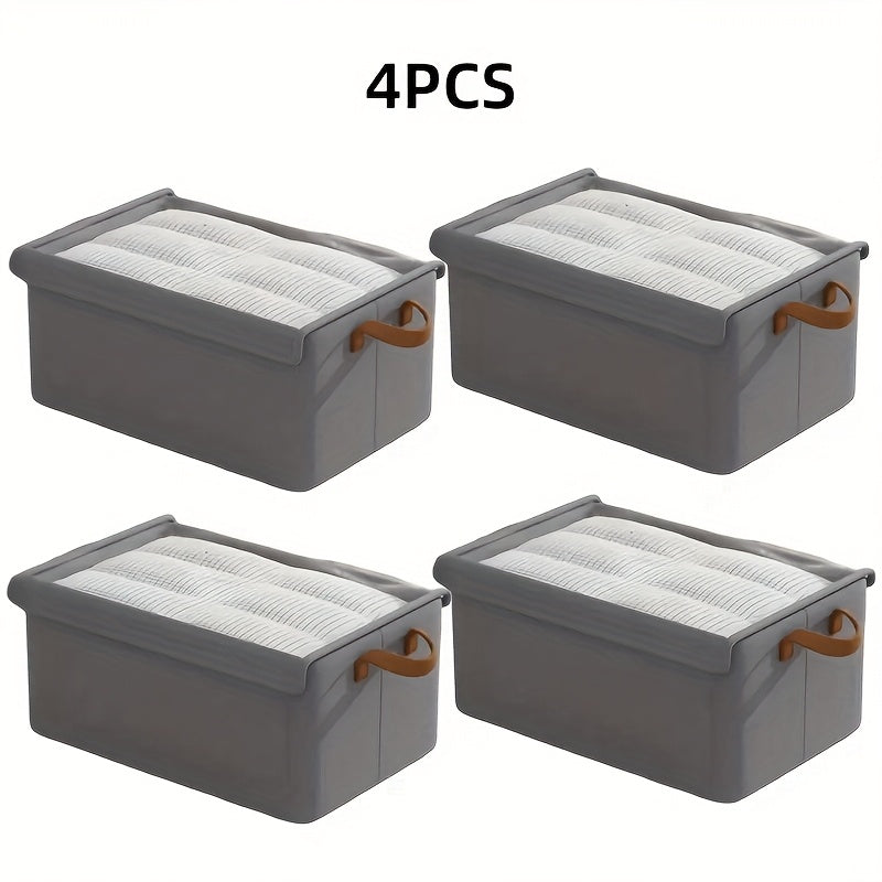 Foldable Dust-Proof Clothing Storage Box with Lid, Under Bed Storage Organizer for Wardrobe, Blankets, Pants, Dormitory Home Use, Space-Saving Collapsible Fabric Bin