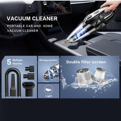Pink Handheld Car Vacuum Cleaner 6000PA Super Suction 2000mAh Low Noise with 5 Attachments – Car Interior, Home & Pet Hair Cleaning Gift for Women