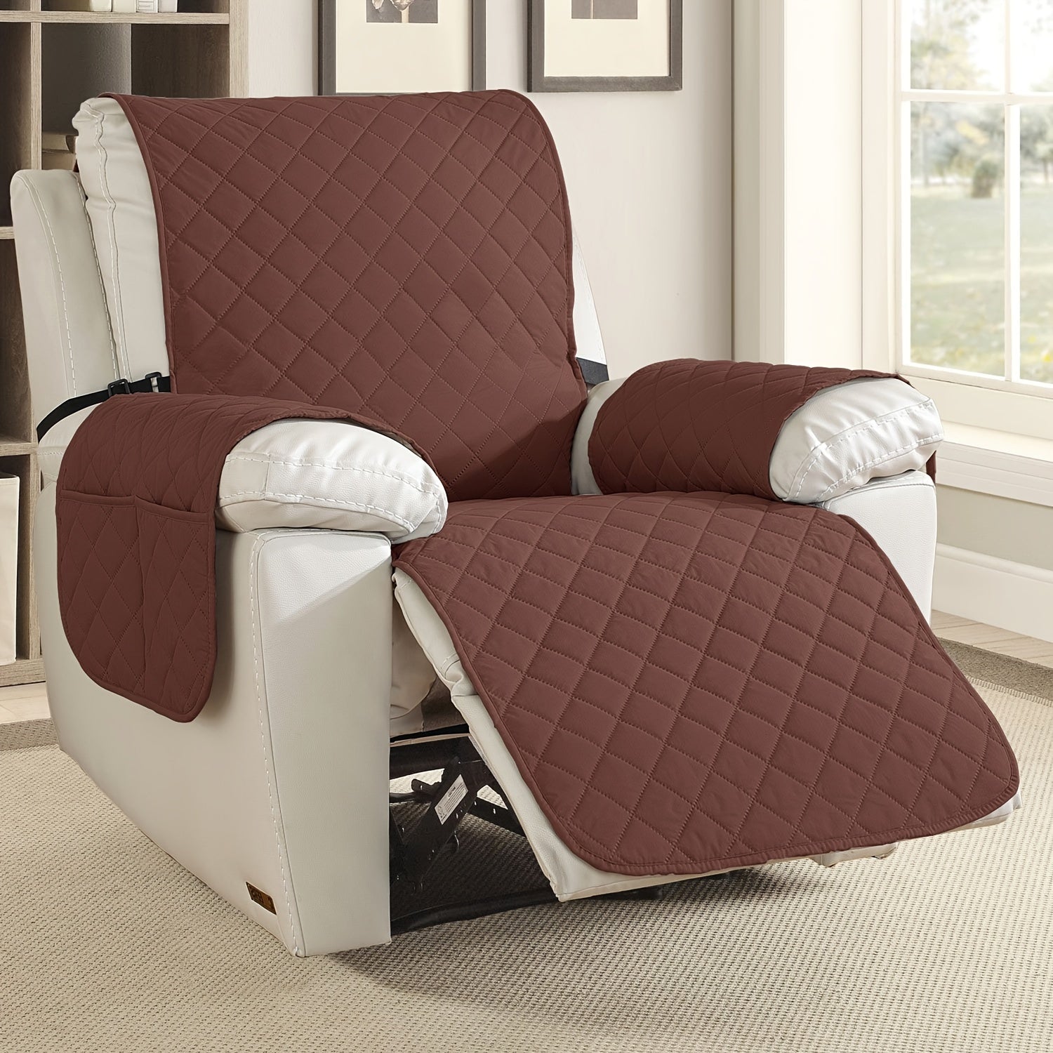1pc 100% Modern Recliner Chair Cover, Non Slip Recliner Covers for Recliner Chair with Pocket, Pet-Friendly Sofa Protector, Machine Washable, with Drawstring Closure for Armchair to 4-Seater Sectionals for Office House Halloween Decor