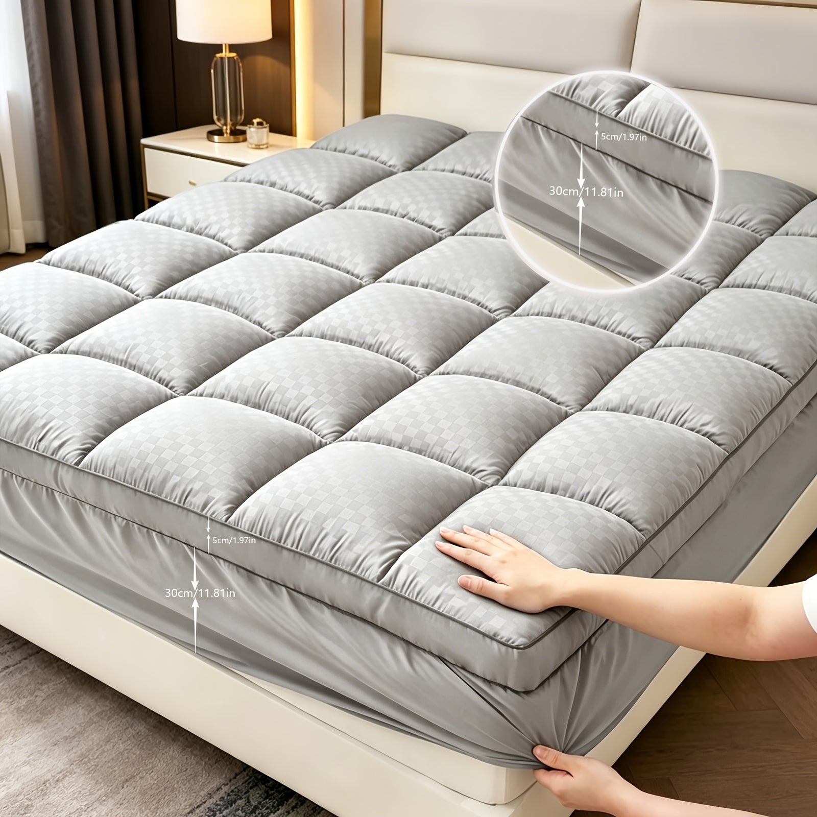 1pc Of Thickened Mattress Protector, Thickened Mattress Pad, Pillow Top Mattress Cover, Quilted Fitted Mattress Protector, with A Top Stretchable Depth Of 8-21 Inches, Breathable, Fluffy And Soft Bedding, Machine Washable