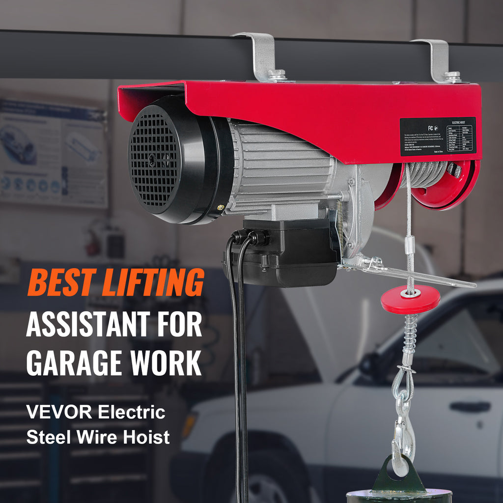 VEVOR Electric Hoist, 440-2200lbs Lifting Capacity, Electric Steel Wire Winch with 14ft Wired Remote Control, 40ft Single Cable Lifting Height & Pure Copper Motor, for Garage Warehouse Factory