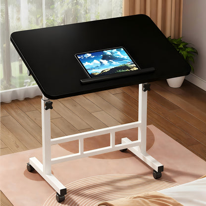 Adjustable Height Folding Desk with 360° Sliding Tabletop Space-Saving Lift Table for Bed Office Dorm Wood Metal Frame Foldable Portable Laptop Desk Black White Canada