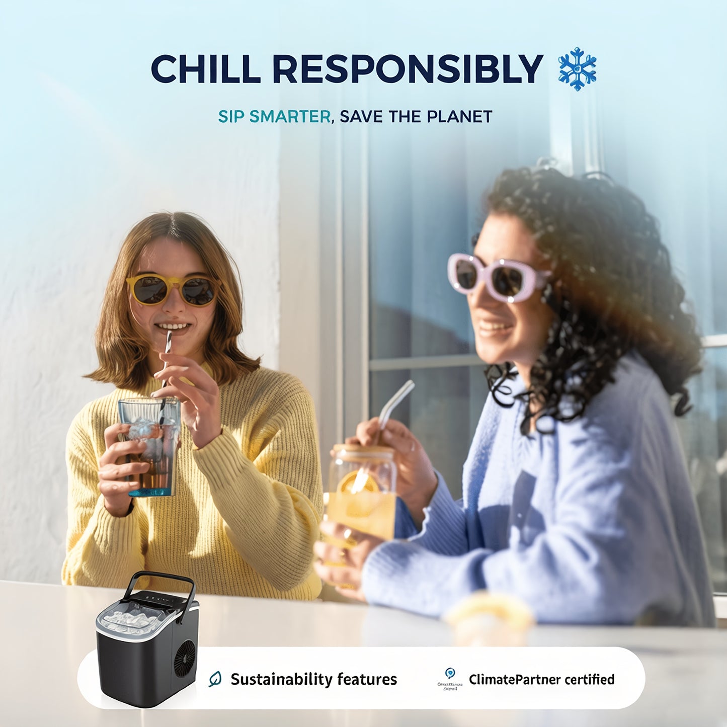 Portable Countertop Ice Maker 26 lbs/24Hr – Makes 9 Ice Cubes in 6 Minutes, Self-Cleaning with Carrying Handle, Ice Basket & Scoop Included, for Kitchen, Camping & RV