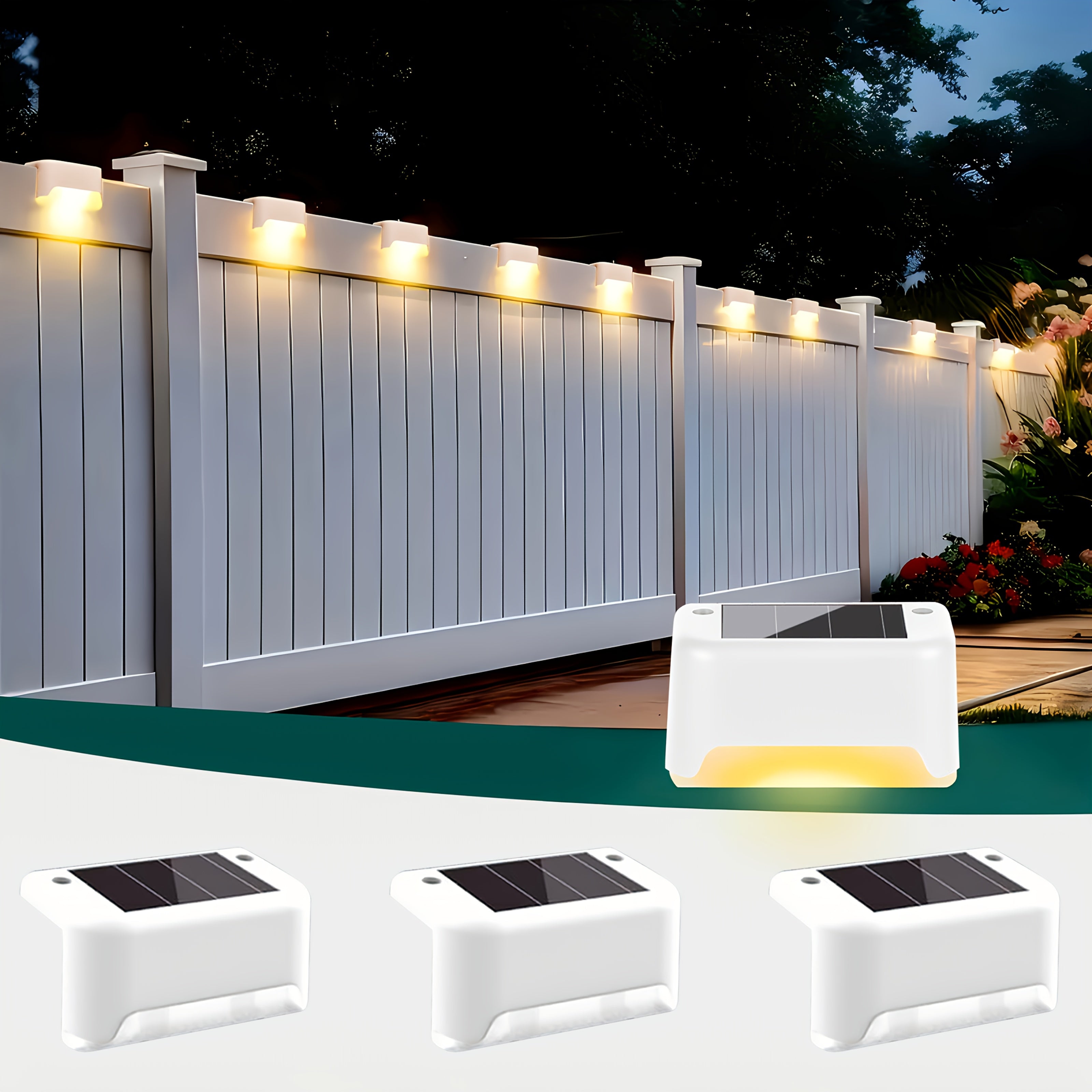 Solar Step Lights Outdoor Waterproof LED – Auto On/Off Warm White Landscape Lighting for Stairs, Fences, Courtyards & Garden Paths, Matte Metal, Black/White/Brown, 4/8/16/32 Pack Canada