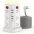 Tower Surge Protector Power Strip 17-in-1 – 8.8FT Extension Cord, 12 AC Outlets, 5 USB Ports with PD 18W USB-C, Surge Protection for Home Office Dorm & Business, Grey
