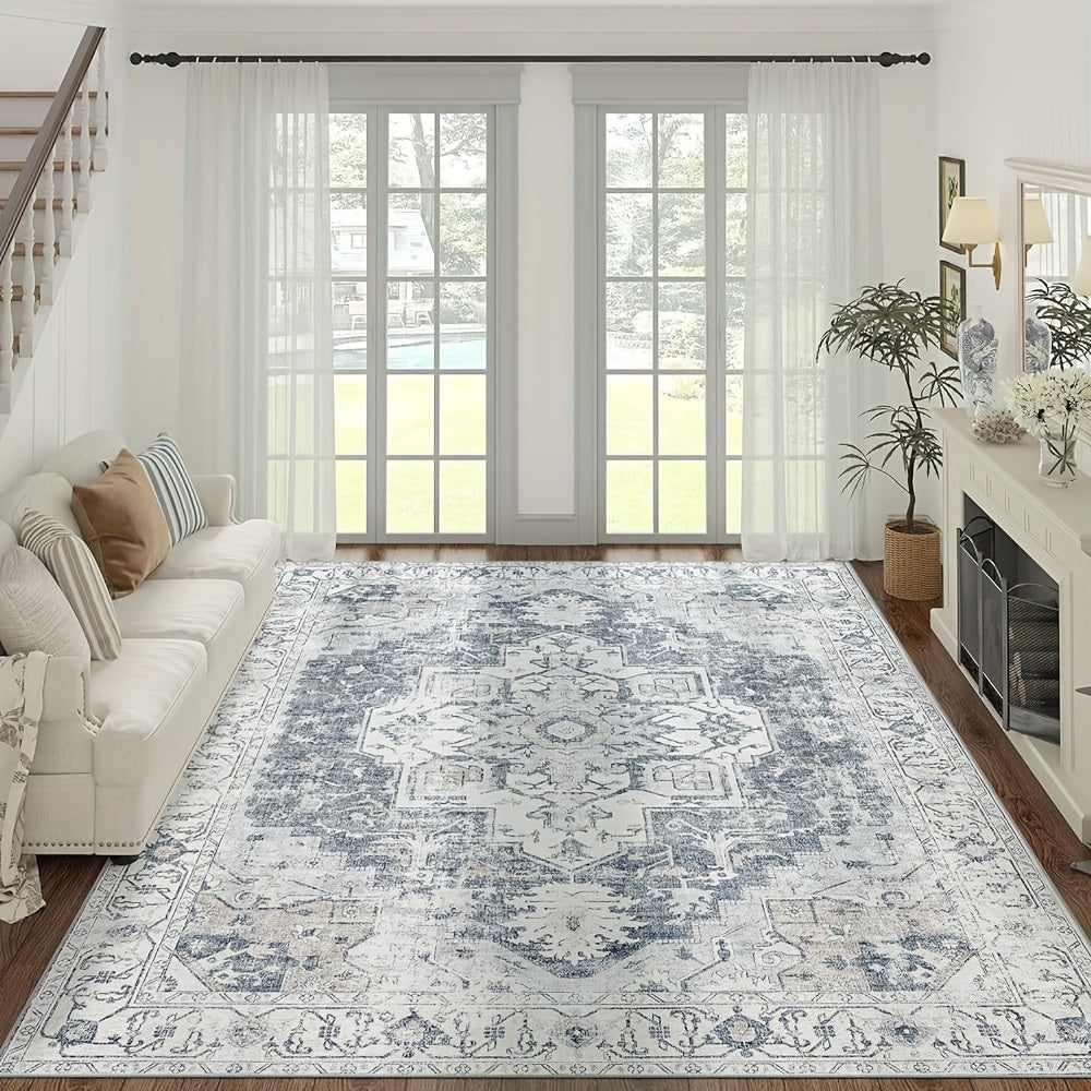 JINCHAN 8x10 Washable Vintage Floral Area Rug – Boho Retro Thin Accent Carpet for Living Room, Bedroom, Kitchen & Farmhouse, Multiple Colours | ShopVora CA