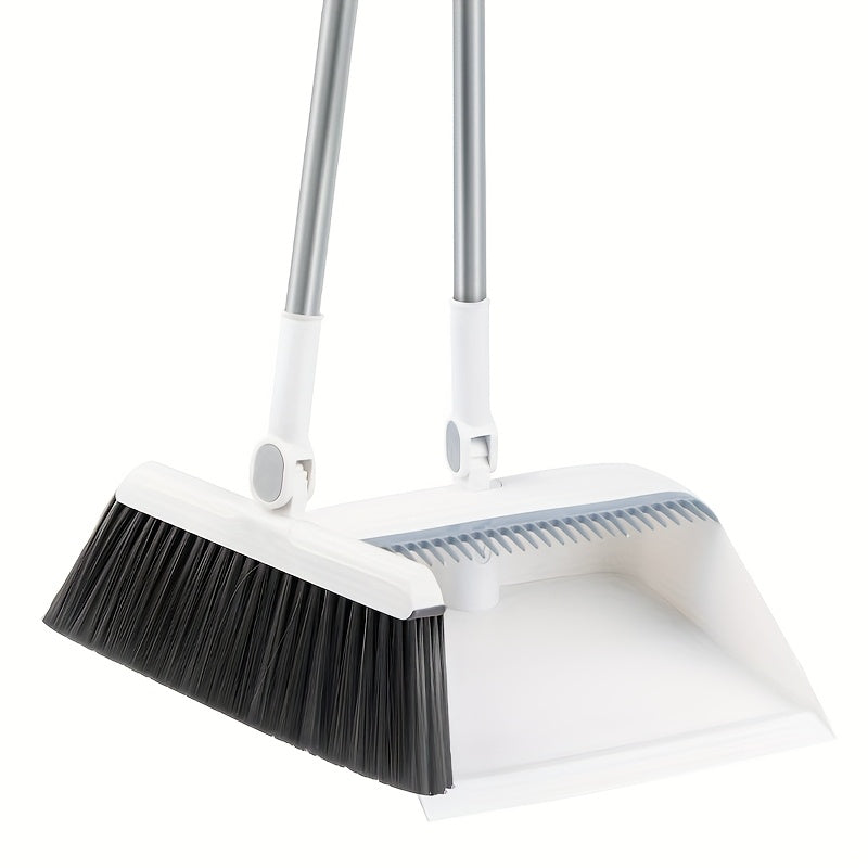 2pcs Set Of Brand New Rotatable And Foldable Magnetic Suction Broom Dustpan Sweeping Set, Enlarged And Thickened Household Broom, Living Room, Bedroom Pet Hair Cleaning Broom, Non Stick Soft Hair Blue/orange/white Broom