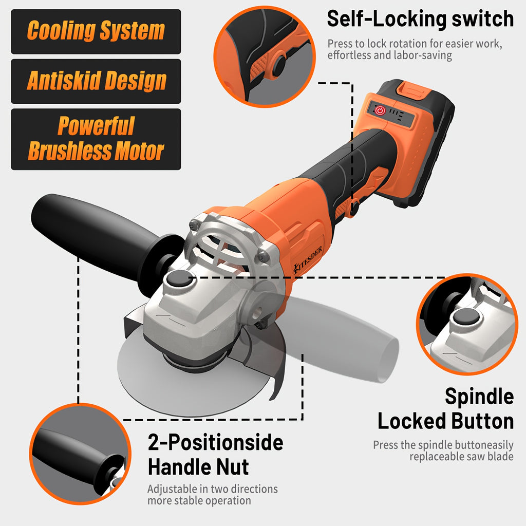 20V Cordless Angle Grinder & Polishing Machine – Brushless Motor, 2-in-1 Electric Grinder for Metal, Wood & Auto Detailing, Portable Power Tool for Home Workshop, DIY & Professional Use