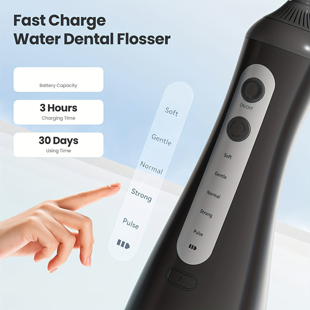 Water Flosser for Teeth Cleaning and Flossing, 5 Modes Rechargeable 11.83oz Water Tank Teeth Cleaner, Portable Electric Flossers for Home and Travel,Black/white