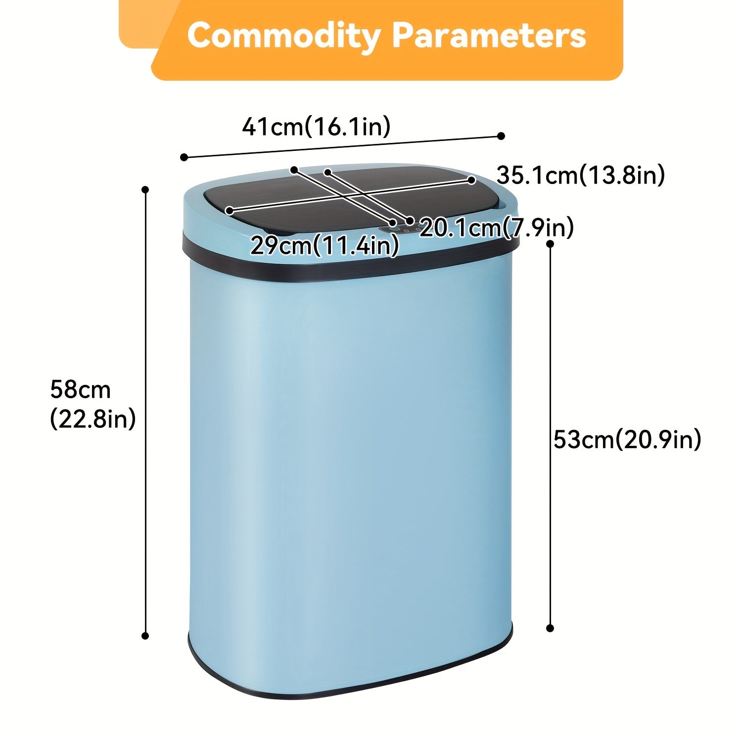 13 Gallon Stainless Steel Touchless Trash Can with Lid - Automatic Motion Sensor Kitchen Garbage Can 50L Anti-Fingerprint Mute Design Waste Bin for Home & Kitchen Organization
