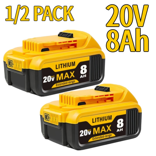 1/2-Pack 8000Mah Replace for DCB200 20V Max Battery Compatible with DCB606 DCB609 DCB612 DCB201 DCB200 DCB206 DCB207 Apply to DW Cordless Power Tools