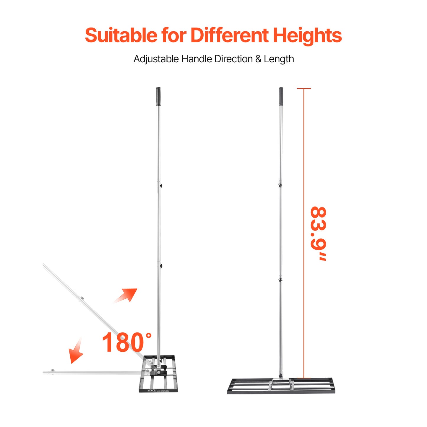 VEVOR Lawn Leveling Rake Q235 Carbon Steel – 10x30/36/48in Blade, 83.9in Adjustable Handle, 180° Rotating, 11.9 lbs, Leveling Tool for Yard Lawn Golf Course Farm Garden | Canada