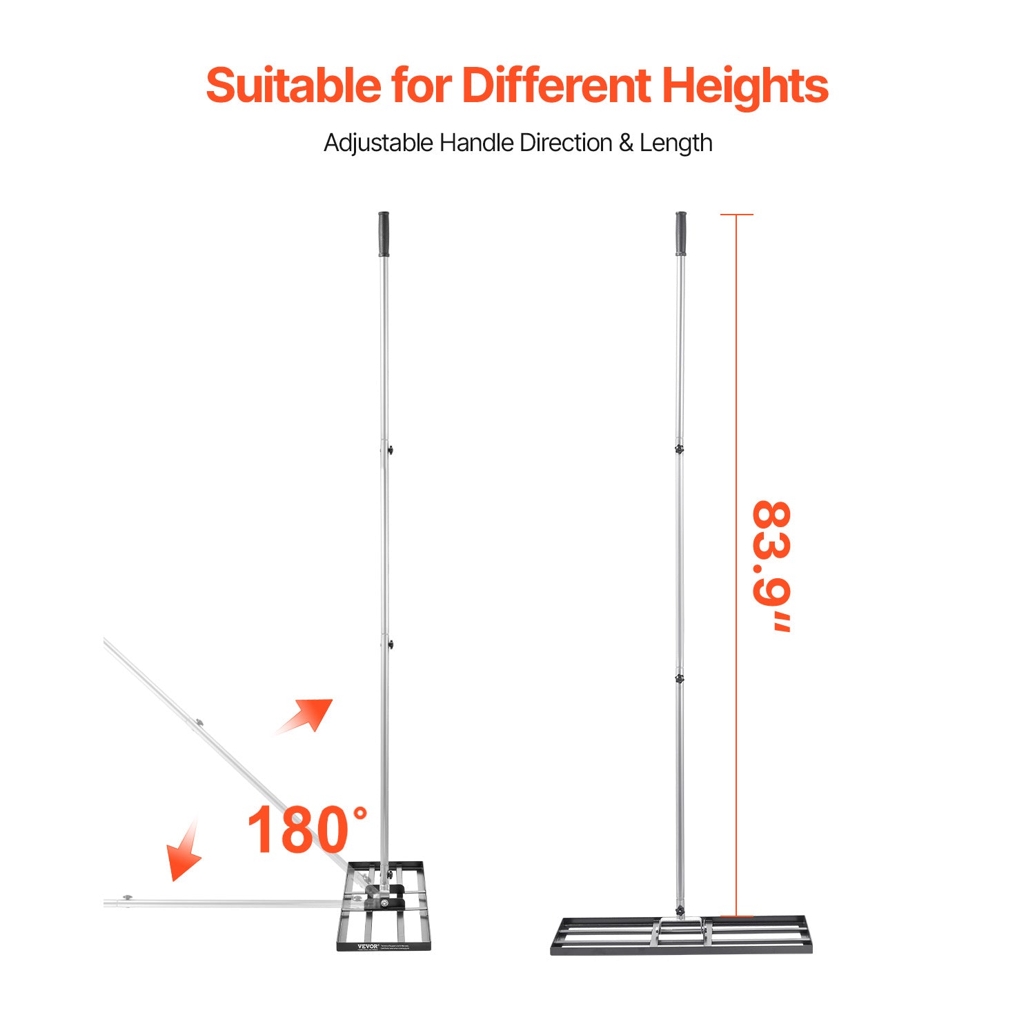 VEVOR 10x30/36/48in Lawn Leveling Rake 83.9 in Adjustable Handle for Yard Golf Court