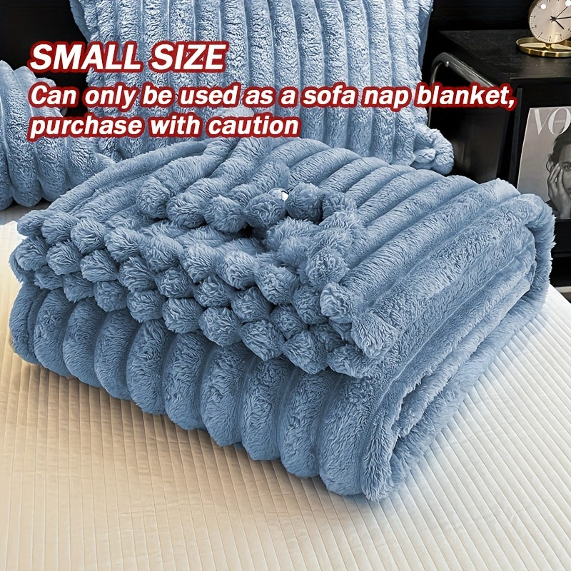 Faux Rabbit Hair Reversible Fleece Blanket – Thickened Extra Large Soft Thermal Throw for Bed, Sofa, Office & Camping | All-Season Nap Blanket | Throw to King Size | 4 Colours | ShopVora CA