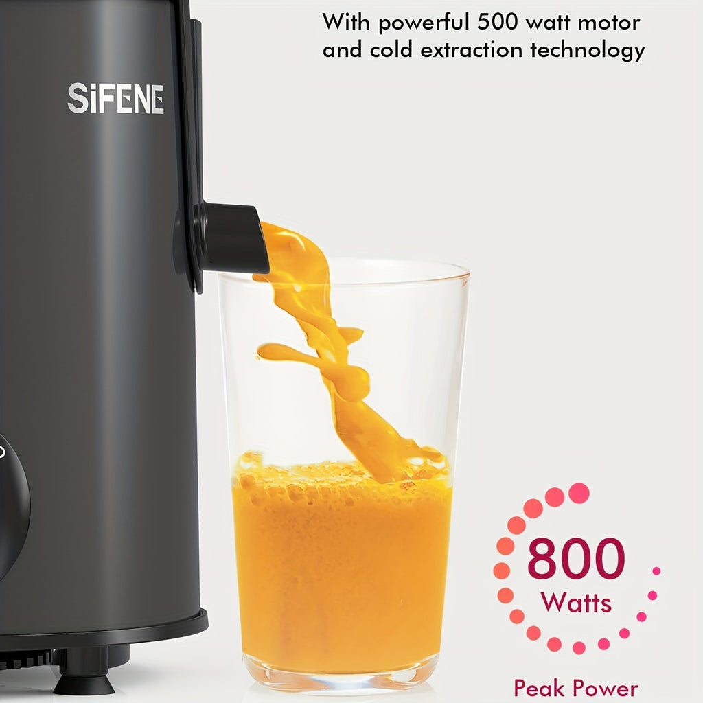 SiFENE Small Stainless Steel Centrifugal Juicer Machine for Fresh Fruit & Vegetable Juices - Easy-Clean, Home Kitchen Essential for Healthy Diets & Fitness Lifestyles, - Perfect for Juices, Sorbet, Milk Shakes, Ice Slushies, and Smoothies, Gray.