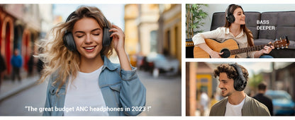 Hybrid Active Noise Cancelling Wireless Headphones with Microphone, 30H Playtime, Deep Bass Hi-Fi Audio, Memory Foam Ear Cups, Bluetooth 5.3 Over-Ear Headphones
