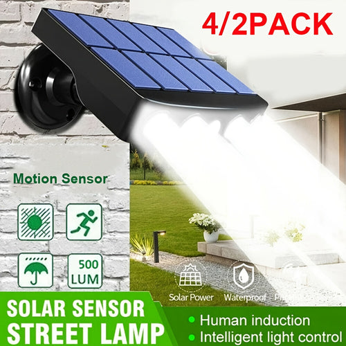 Solar Wall Lights Outdoor Motion Sensor, 2/4 Pack IP44 Waterproof Dusk to Dawn Security Light, 120° Wide Beam Auto On/Off for Porch Courtyard Deck Garden