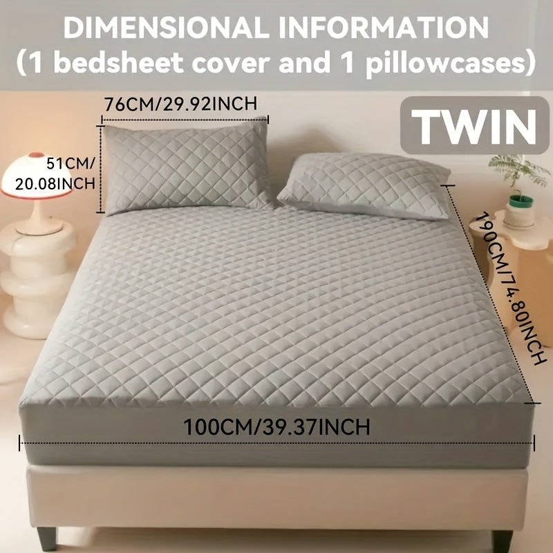 Waterproof Mattress Protector Set 2/3pcs, Thick Deep Pocket 9-15" Fitted Sheet & Pillowcase, Soft All-Season Bedding, Machine Washable – Twin Full Queen King, Multiple Colours