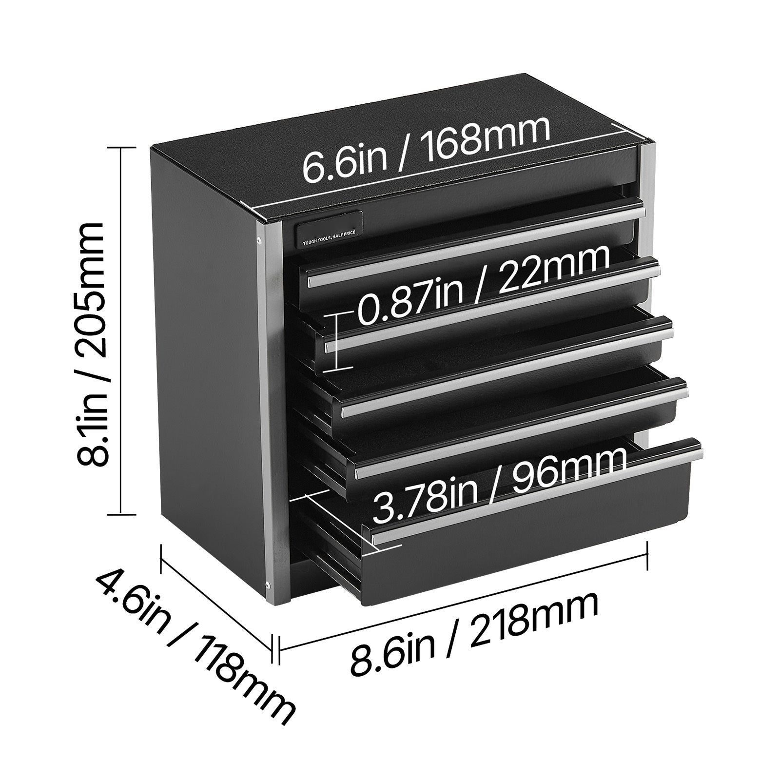 VEVOR Tool Box 8.6-inch Portable Metal Tool Box with 3/5 Drawers Tool Organizer Black/Red