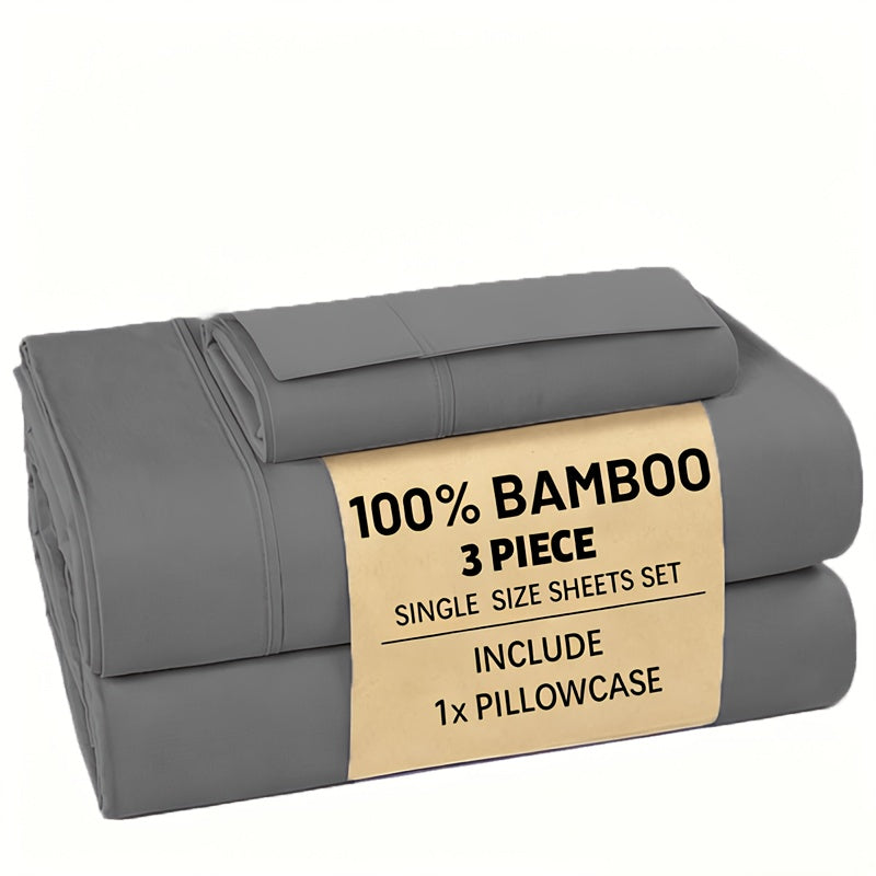 Bamboo Bed Sheet Set 3/4pcs – Soft Breathable Deep Pocket Sheets for Hot Sleepers, Durable Stitching, Twin Full Queen King, 11 Colours Including Assorted