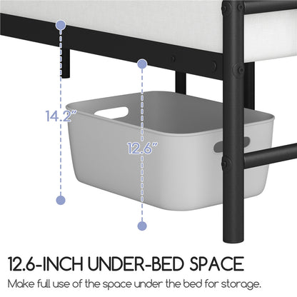 Farmhouse Iron Platform Bed Frame High Headboard Footboard Slatted Base 800 lb No Box Spring Underbed Storage - ALDEN DESIGN Classic Bed, Black White, Twin Full Queen, Canada