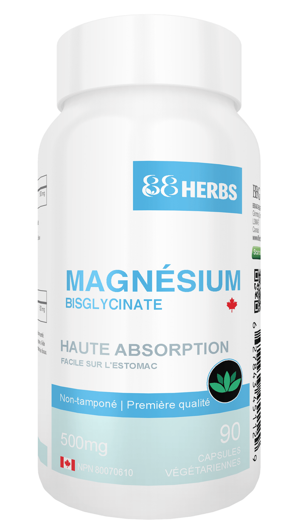 Magnesium Bisglycinate – Highest Absorption – Premium Grade – No Fillers – Non Buffered – 90 Veg Caps – 500mg Magnesium Bisglycinate per cap (50mg Elemental Magnesium)
