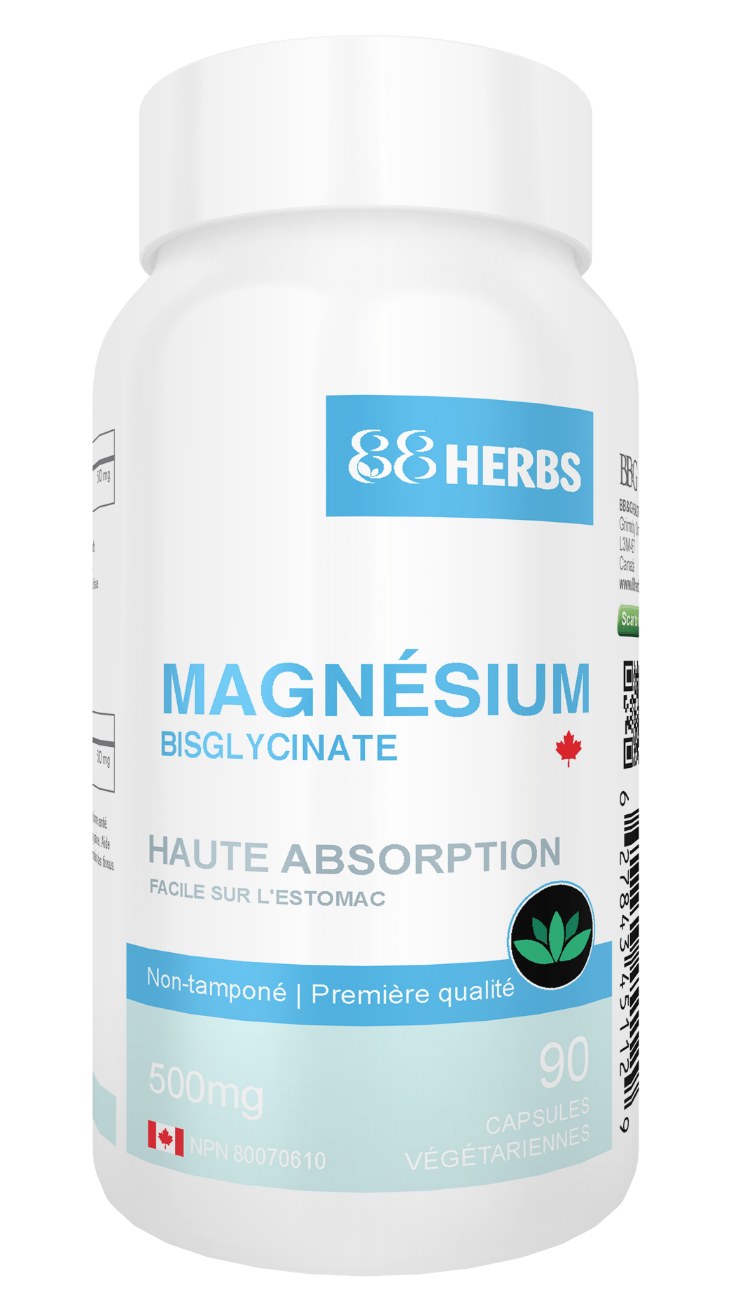 Magnesium Bisglycinate – Highest Absorption – Premium Grade – No Fillers – Non Buffered – 90 Veg Caps – 500mg Magnesium Bisglycinate per cap (50mg Elemental Magnesium)