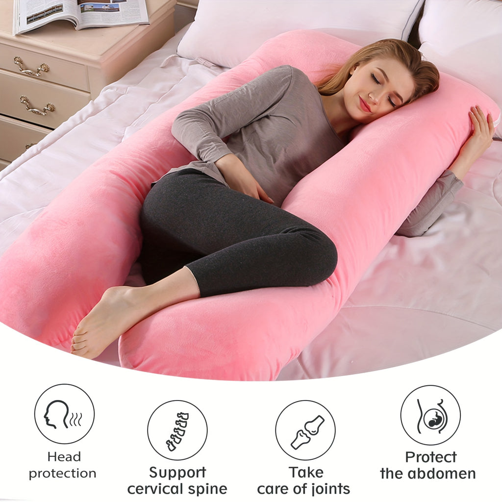 Chilling Home Pregnancy Pillows - U Shaped Maternity Pillow for Pregnant Women with Velvet Removable Cover, Easy to Clean - 47 Inch Pregnancy Pillows for Sleeping - Body Pillows for Adults Full Support, Fully Enclosed, Multiple Usage Methods