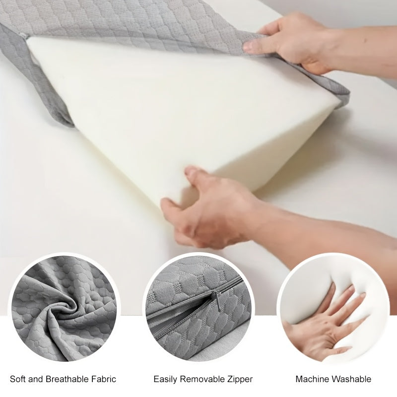 Bed Wedge Pillow For Headboard | Home Essentials Pillow To Fill Gap Between Headboard And Mattress High-Density Gray Memory Foam, (0-7" Height)Large Storage Spinal Aid With Pillow Cover Bed Gap Filler (Twin/Full/Queen/King/Small) Valentine'S Day Gif