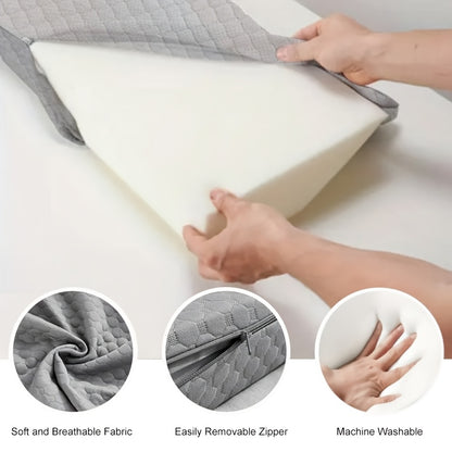 Bed Gap Filler Pillow for Headboard – High-Density Memory Foam Wedge, Adjustable 0-7" Height, Spinal Support with Removable Cover, Twin Full Queen King Small