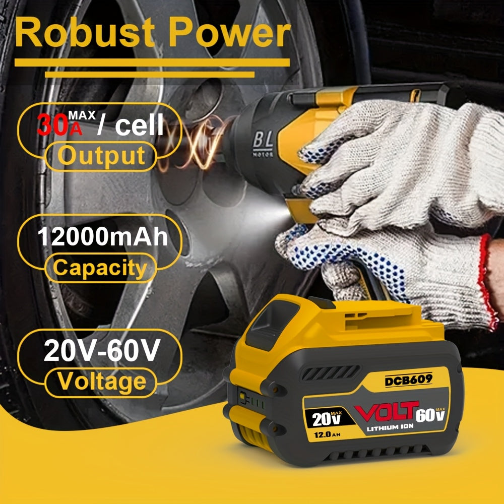 DeWalt 20V 60V MAX Replacement Battery 12.0Ah – DCB609 Compatible, Works with DCB606 DCB612 & All DeWalt 20V/60V Power Tools & Chargers | 1/2/4-Pack