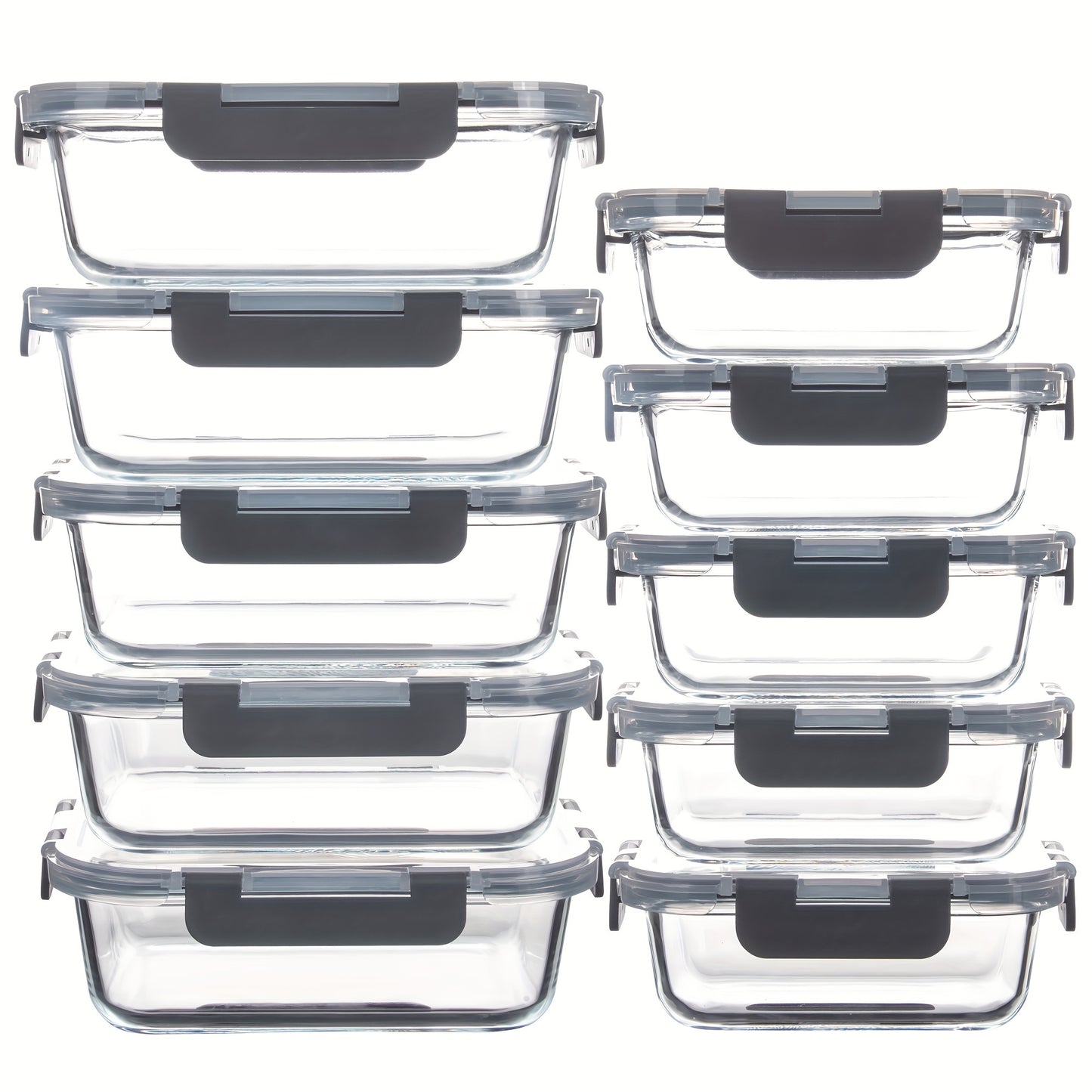 Borosilicate Glass Food Storage Containers Set 10/12 Pack with Leakproof Airtight Lids – Meal Prep, Lunch, Leftovers, Kitchen Pantry Organizer