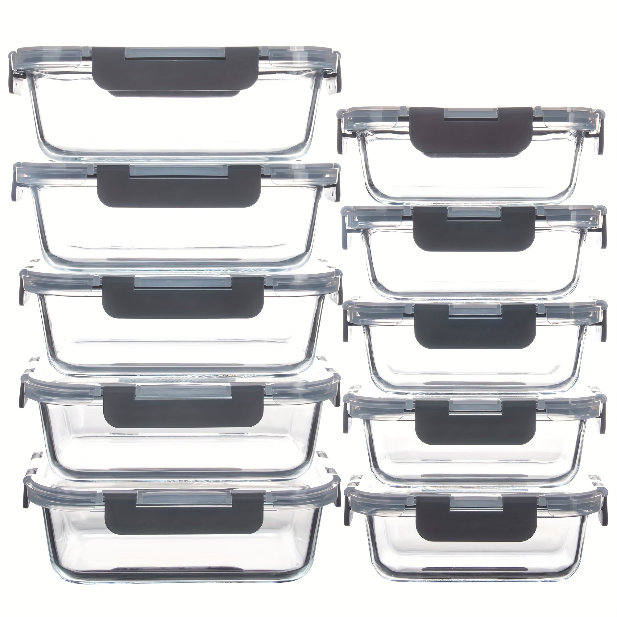 Borosilicate Glass Food Storage Containers Set 10/12 Pack with Leakproof Airtight Lids – Meal Prep, Lunch, Leftovers, Kitchen Pantry Organizer