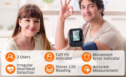 Upper Arm Blood Pressure Monitor Automatic with Heart Rate Detection – Dual User Mode, 240 Memory, Adjustable Cuff up to 16.5", Batteries Included, Accurate BP Machine for Home & Travel Canada