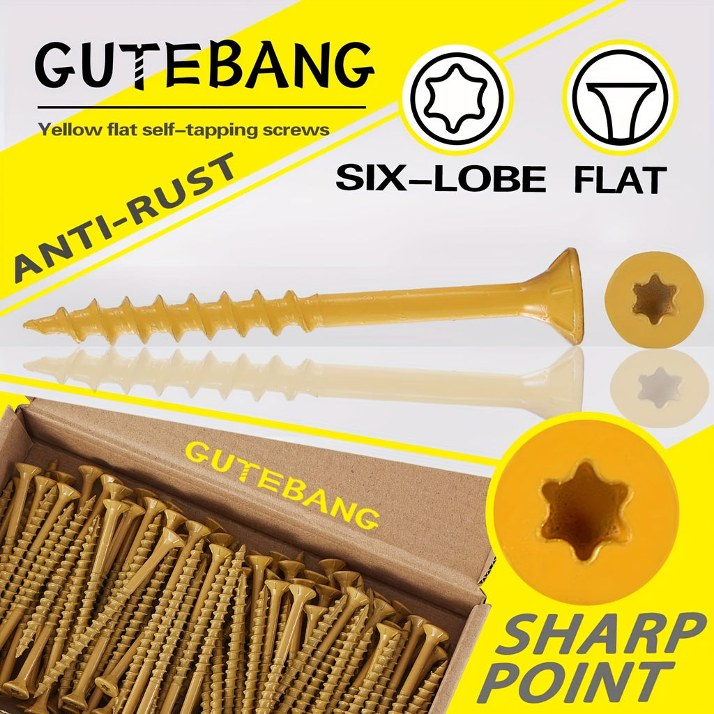 Wood Screws for Decking, Sizes #8, #9, And #10, 100pcs, Rust-Resistant with an External Epoxy End, Suitable for Outdoor Use, Featuring a Torx/Star Drive Head