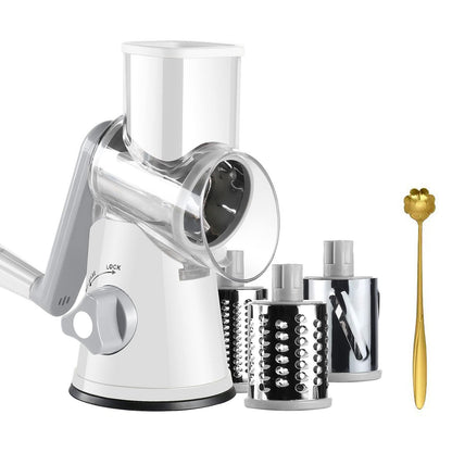 4-Piece Hand-Crank Drum Vegetable Cutter & Slicer – Manual Multi-Functional Kitchen Vegetable Chopper with Interchangeable Drums for Shredding, Slicing & Grating
