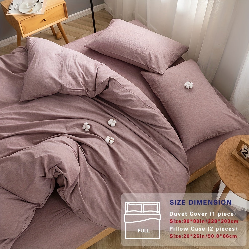 100% Washed Cotton Duvet Cover Set – Breathable, Durable & Ultra-Soft Comfy Bedding Set for All Seasons, Multiple Sizes & Colours