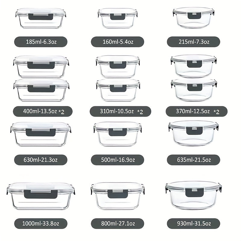 24pcs Set (12 Containers 12 Lids) Glass Bento Box