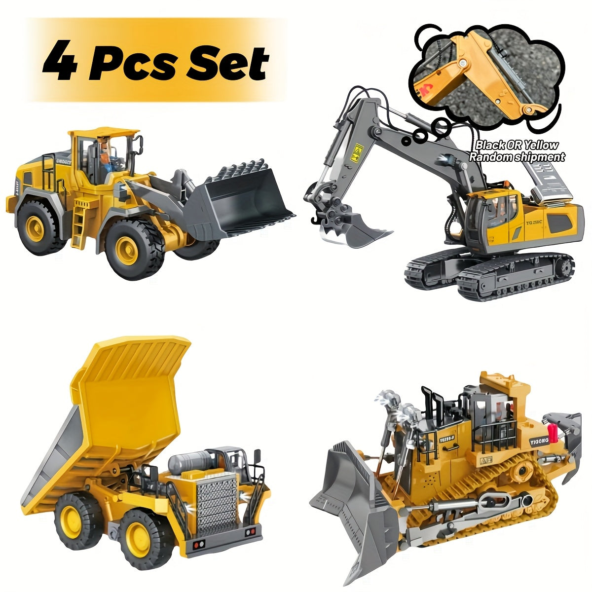 Remote Control Construction Vehicle Set 2.4G 11-Channel RC Excavator Dump Truck Bulldozer Alloy Engineering Toy Cars for Kids – 2pcs 3pcs 4pcs