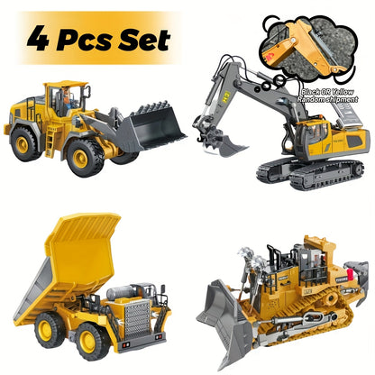 Remote Control Construction Vehicle Set 2.4G 11-Channel RC Excavator Dump Truck Bulldozer Alloy Engineering Toy Cars for Kids – 2pcs 3pcs 4pcs
