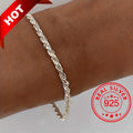 925 Sterling Silvery Twisted Classic Bracelet Silvery Bracelet Daily Wear Accessories