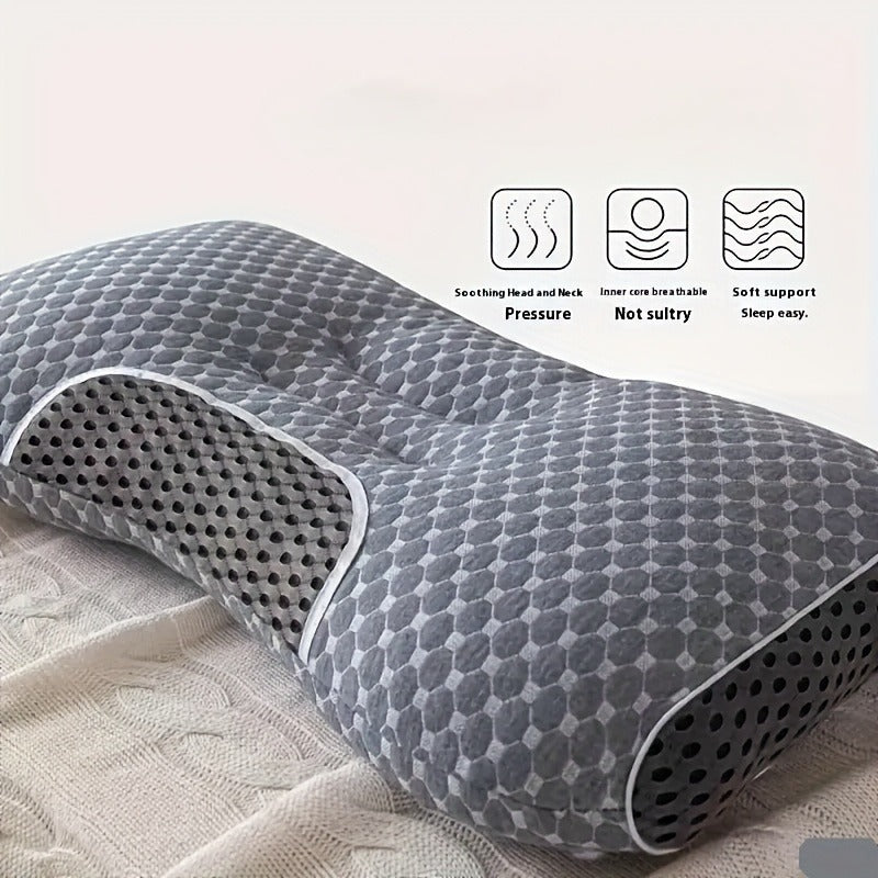 2pcs Massage Neck Pillows Adjustable Ergonomic Orthopedic Contour Support, High-Quality Pillow Core With Removable Zippered Cover, All-Season Sleeping Comfort, Neck And Shoulder Massager, Modern Pillow Design, Breathable Fabric